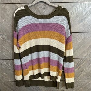 Daytrip Women's Striped Sweater - Olive, Pink, Mustard, Cream